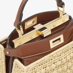 Fendi Peekaboo ISeeU Petite Brown leather and interlaced fiber bag - Image 4